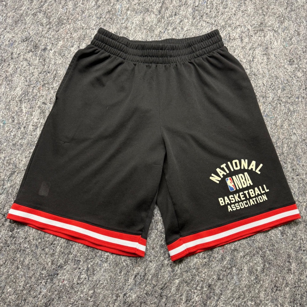 NBA‎ National Basketball Association Shorts Mens Medium Black Red White Striped